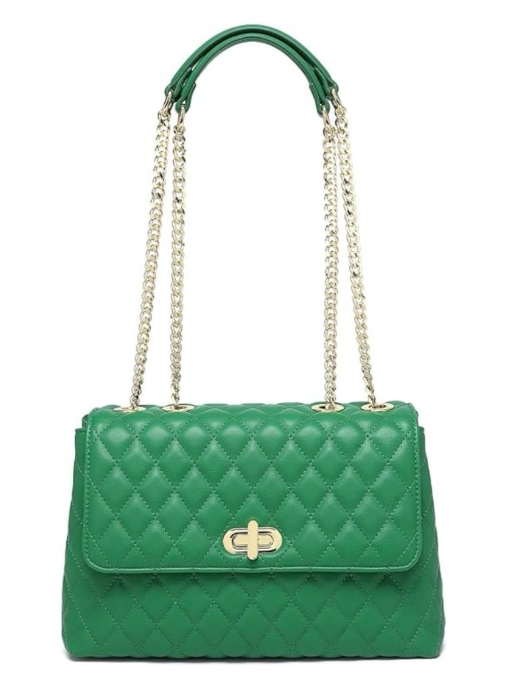 NWOT ER.Roulour Quilted Kelly Green Crossbody Shoulder Bag
